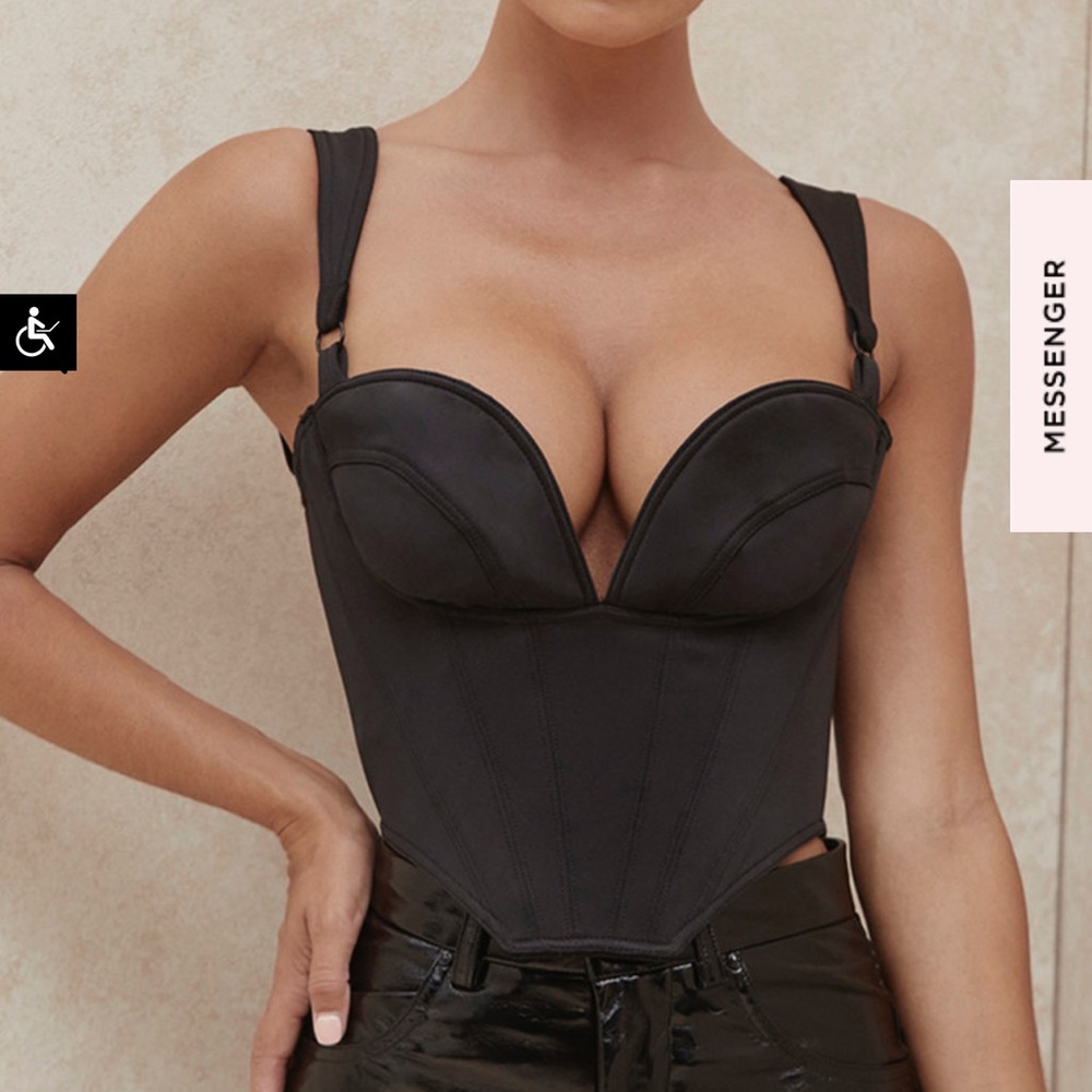 HOUSE OF CB MEGHAN BLACK SATIN CORSET